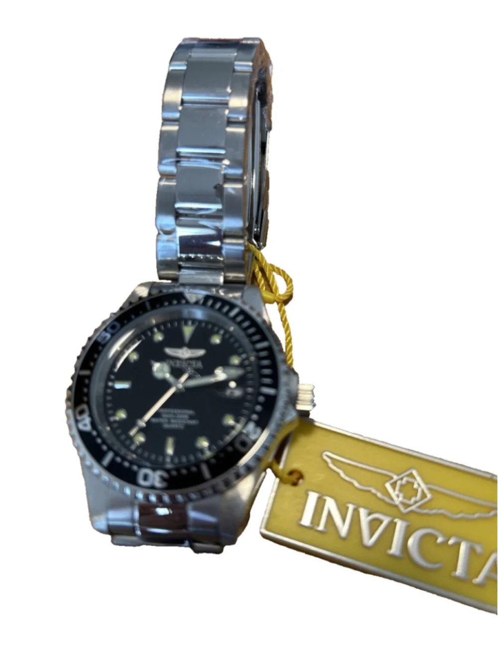 Invicta Silver Watch with Black Frame Water Resistant Quartz #48723
